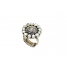 Women's ring 925 sterling silver white zircon stone texture design A 177
